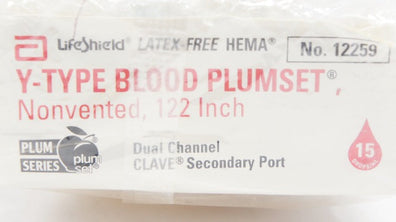 Abbott 12259 Y-Type Blood Plumset Nonvented 122 Inch